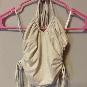 SHEIN Cream Halter Crop Top